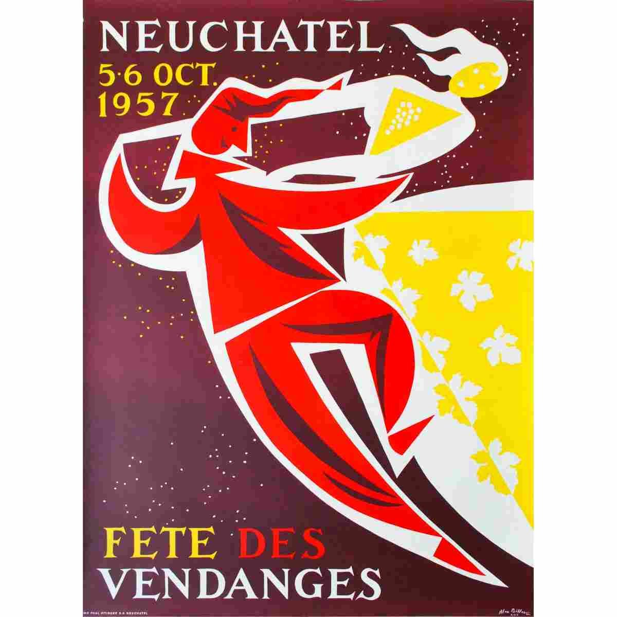 fete des vendanges neuchatel walter wehinger 1956 50 Advert A4 Photo Print