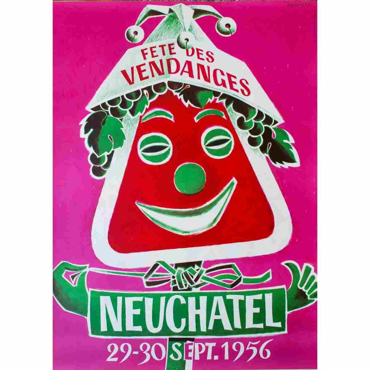 fete des vendanges neuchatel walter wehinger 1956 54 Advert A4 Photo Print