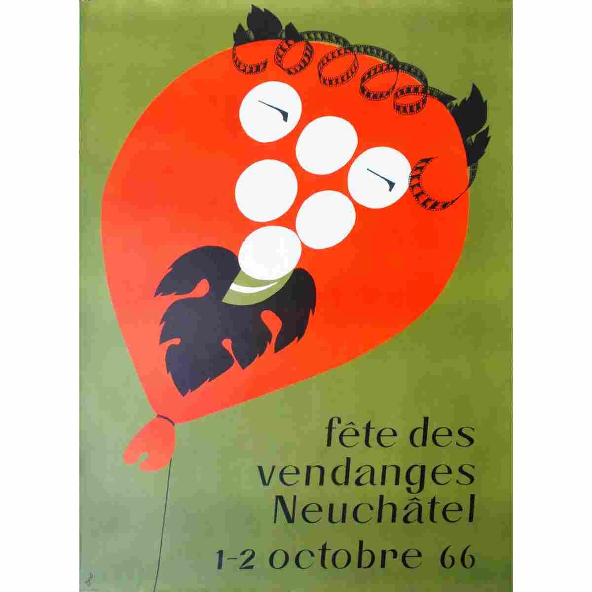 fete des vendanges neuchatel walter wehinger 1956 58 Advert A4 Photo Print