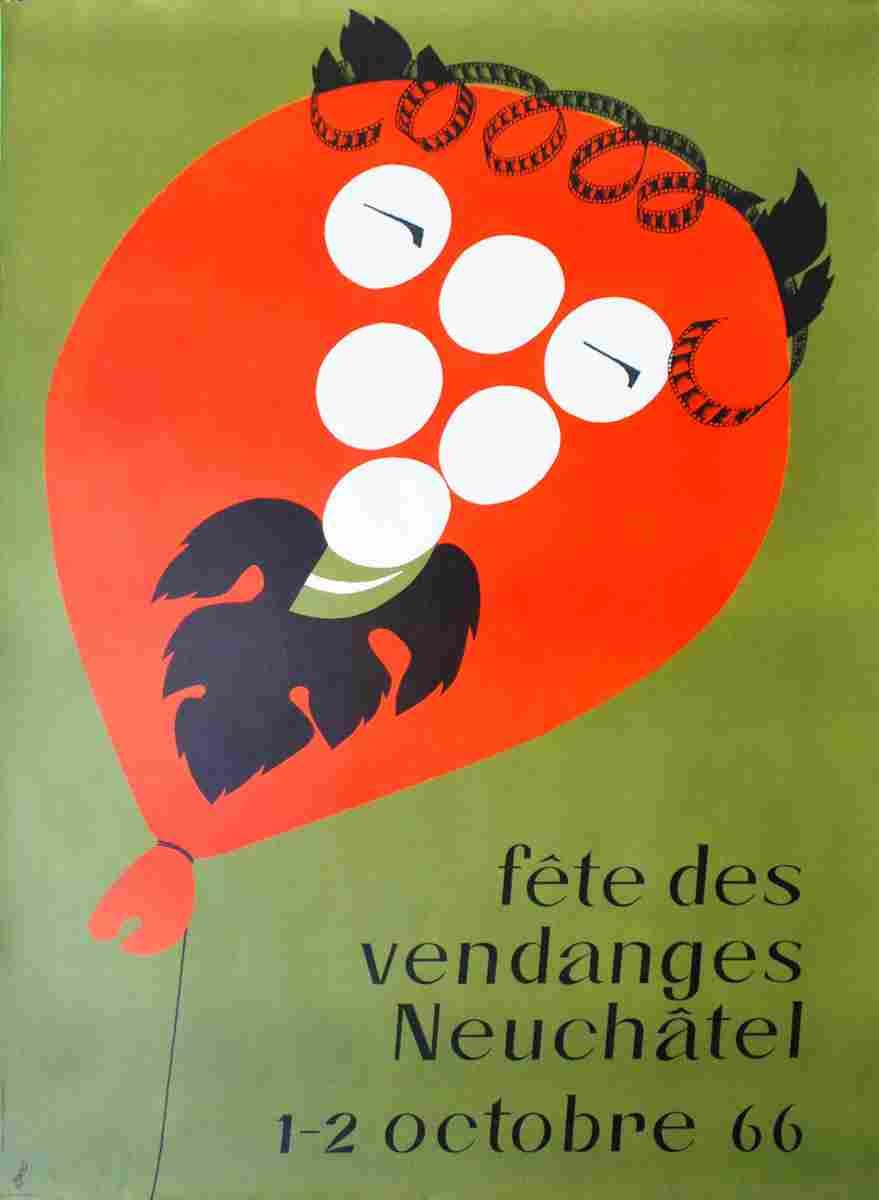 fete des vendanges neuchatel walter wehinger 1956 60 Advert A4 Photo Print