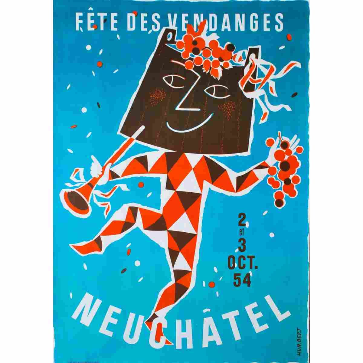 fete des vendanges neuchatel walter wehinger 1956 74 Advert A4 Photo Print