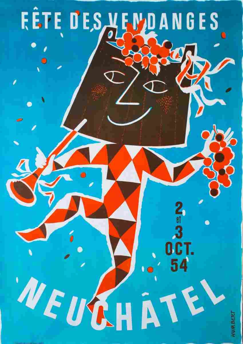 fete des vendanges neuchatel walter wehinger 1956 76 Advert A4 Photo Print