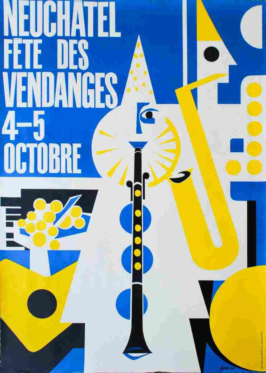 fete des vendanges neuchatel walter wehinger 1956 84 Advert A4 Photo Print