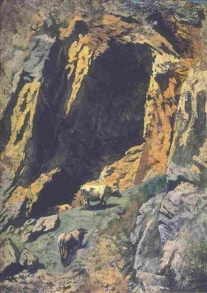 feu Crevice with Cows Art A4 Photo Print