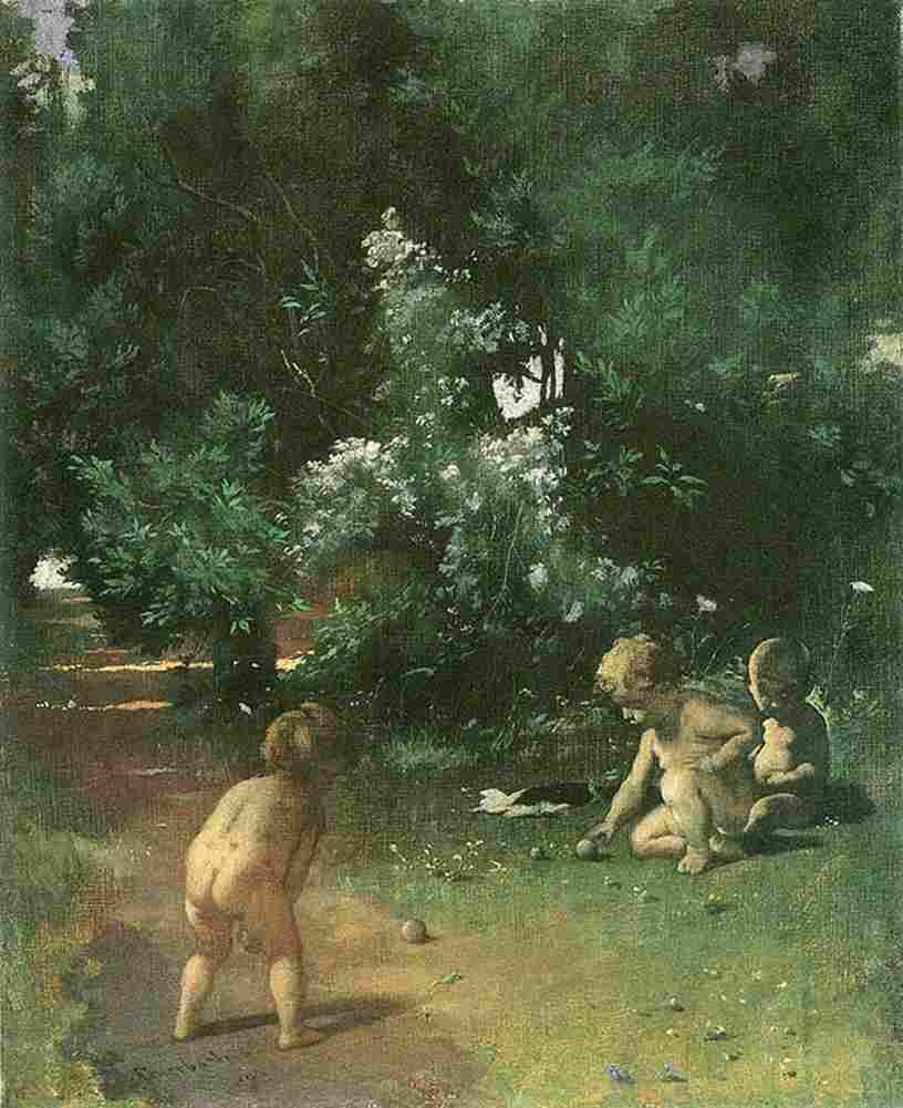 feuer Bocce Playing Children Art A4 Photo Print