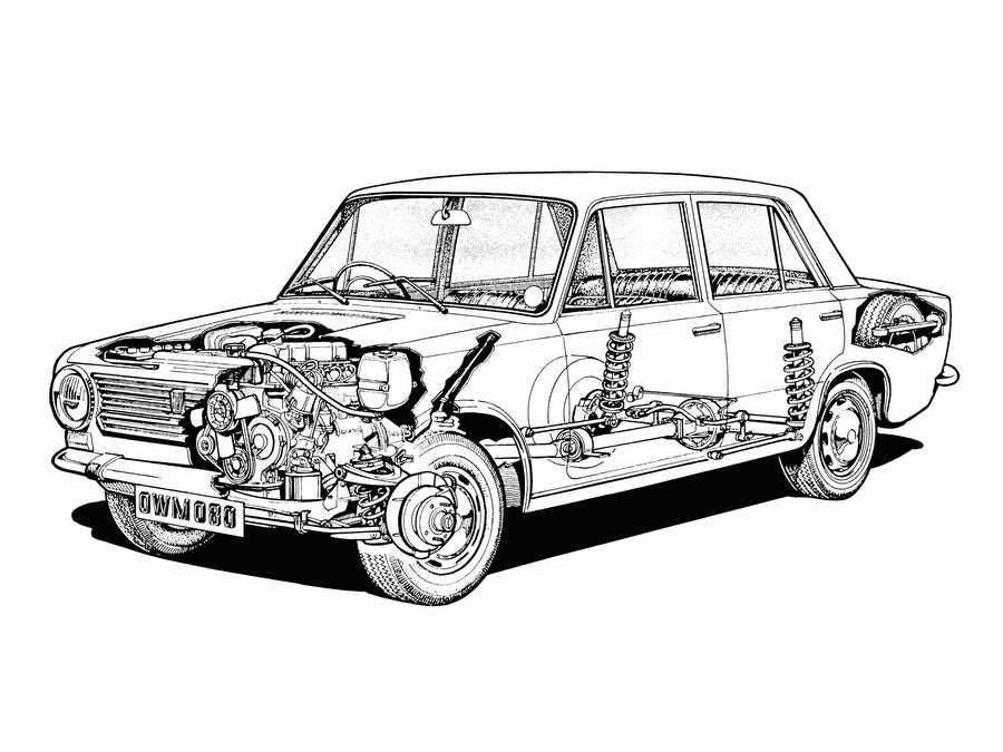 fiat 124 cutaway A4 Photo Print