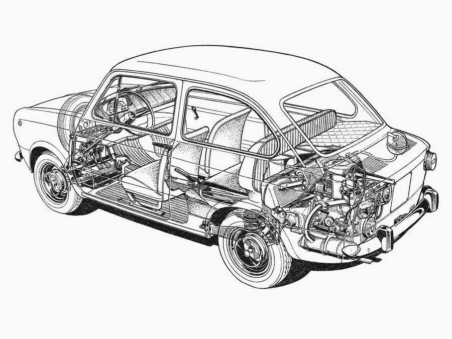 fiat 850 cutaway A4 Photo Print