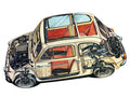fiat nuova 500 cutaway A4 Photo Print