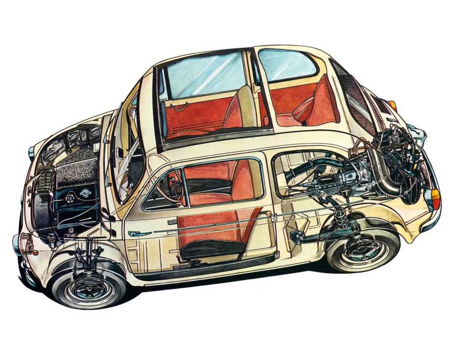 fiat nuova 500 cutaway A4 Photo Print
