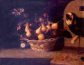figueira a basket of figs with a parrot Art A4 Photo Print