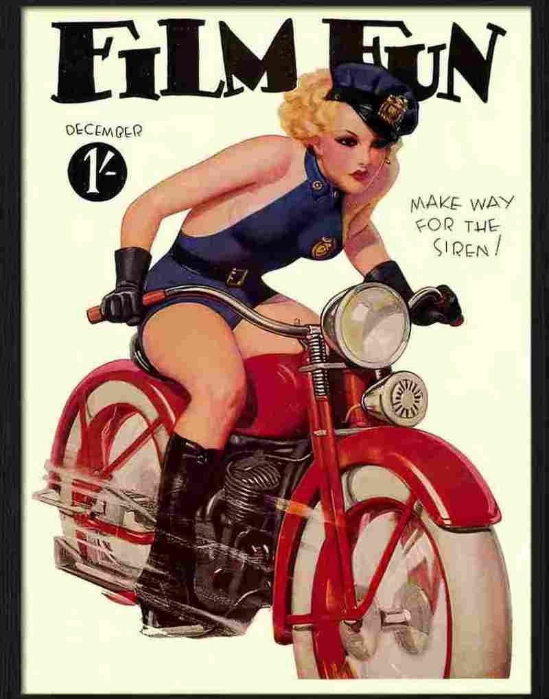 film fun pin up motorcycle 1934 Advert A4 Photo Print