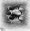 fishes in waves mc escher 1963 A4 Photo Print