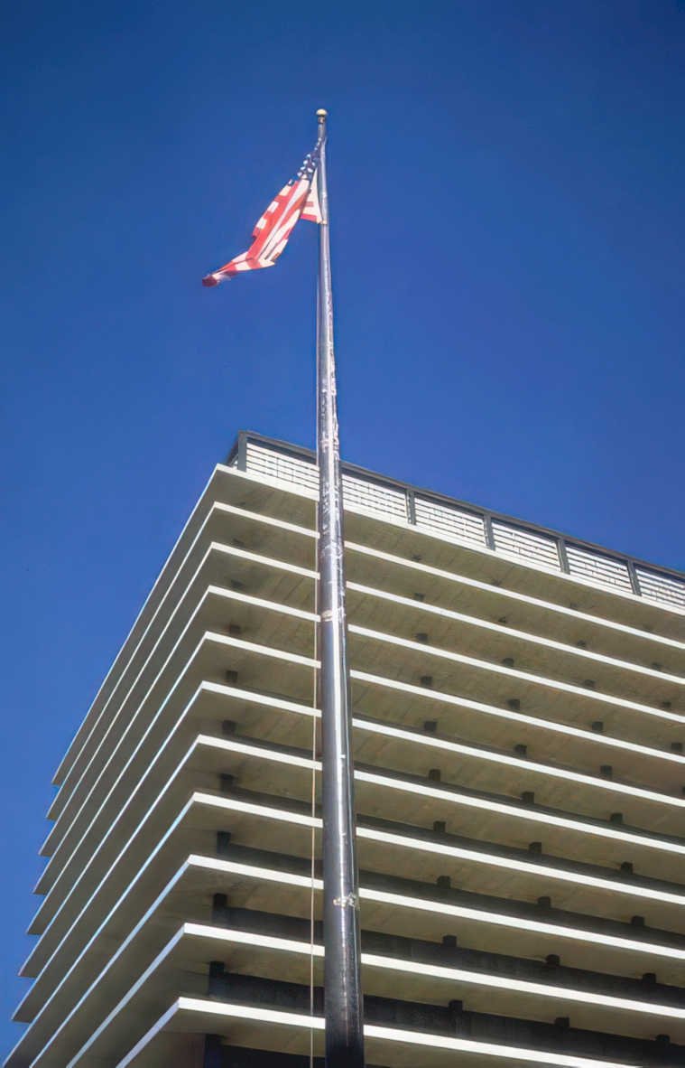flag building pole Vintage A4 Photo Print