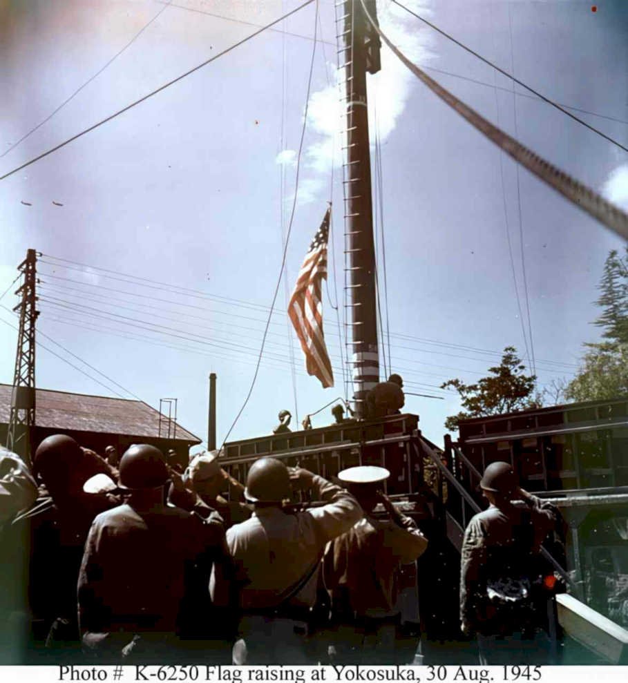 flag raising yokosuka Vintage world war A4 Photo Print