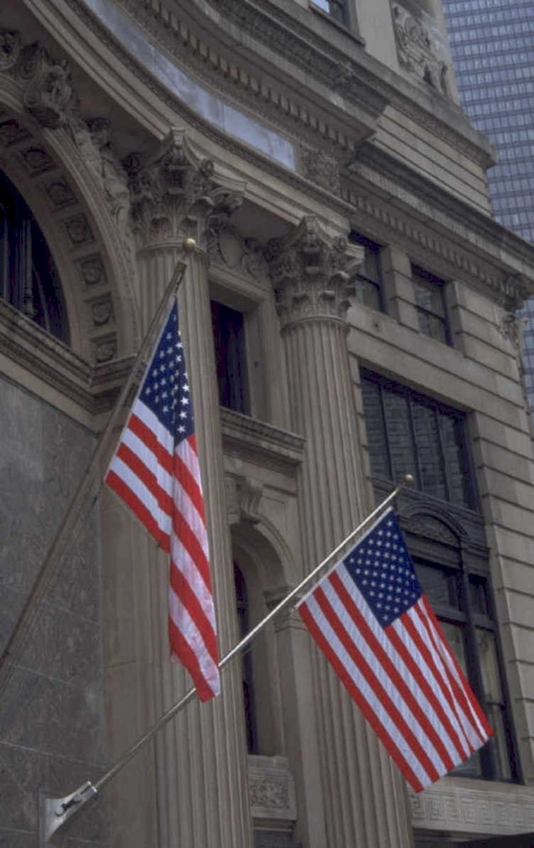flags newyork finance 1980s 1990s A4 Photo Print