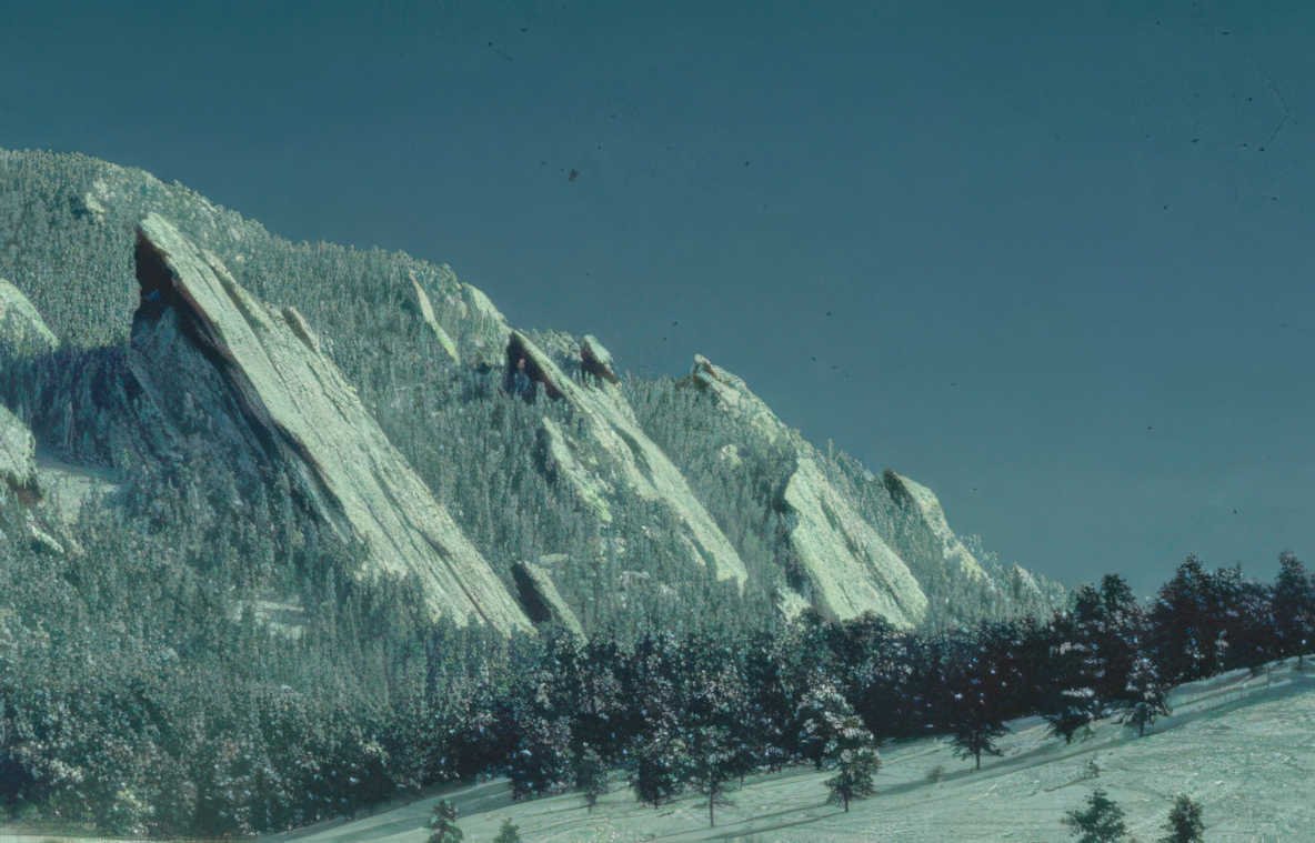 flatiron boulder winter Vintage A4 Photo Print
