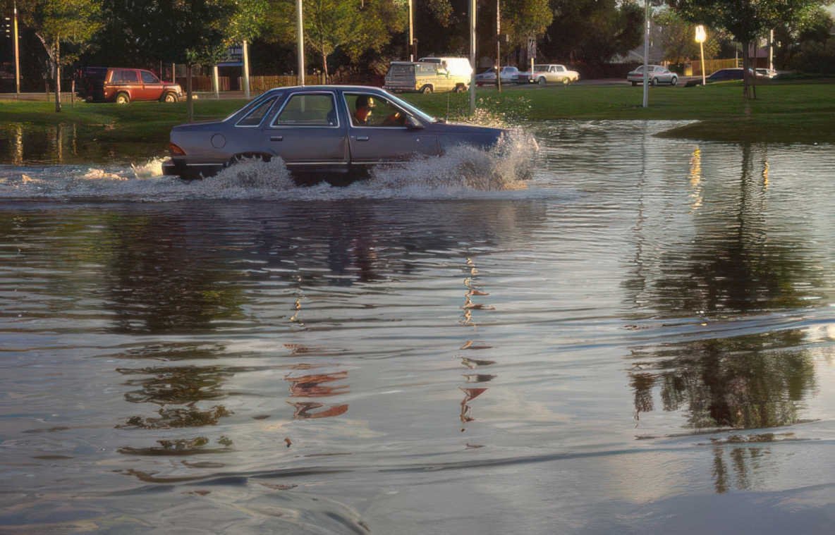 flood vehicle water Vintage A4 Photo Print