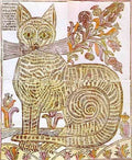 folk art cat Art A4 Photo Print UK