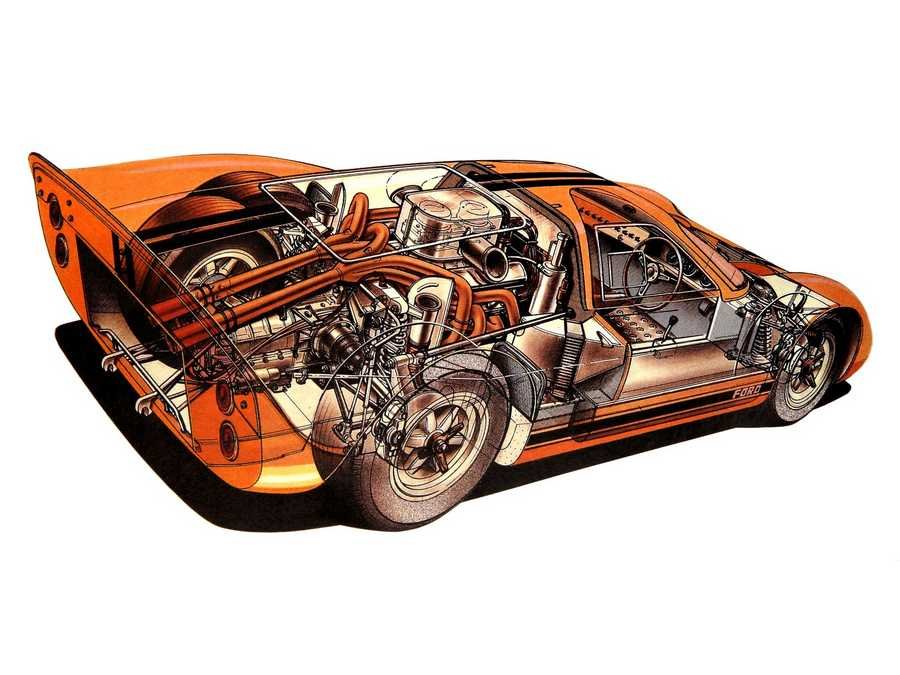 ford gt40 1967 cutaway A4 Photo Print