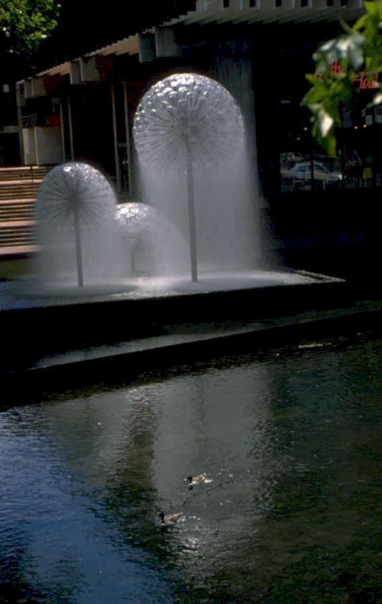fountain reflection seattle 1980s 1990s A4 Photo Print