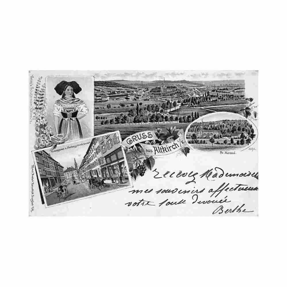 france altkirch 68 litho gruss aus Vintage A4 Photo Print