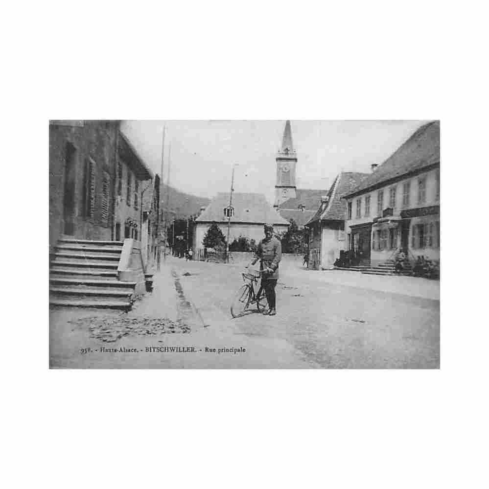 france bitschwiller les thann rue principale eglise bitschwiller ed chadourne belfort Vintage A4 Photo Print