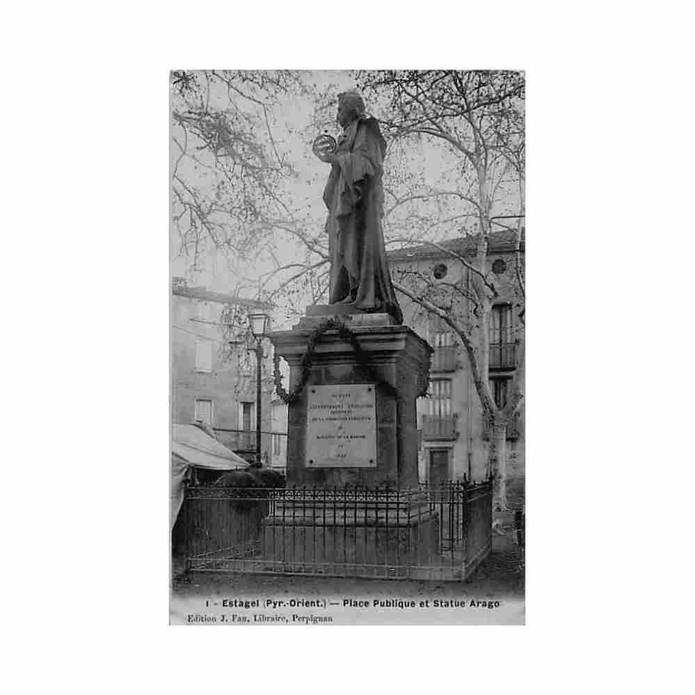 france estagel 66 place publique et statue d arago ed j fau 1 Vintage A4 Photo Print