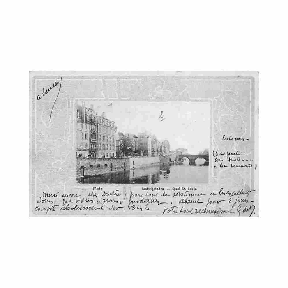 france metz 57 ludwigstaden quai st louis ed e gregoire librairie hauser metz Vintage A4 Photo Print