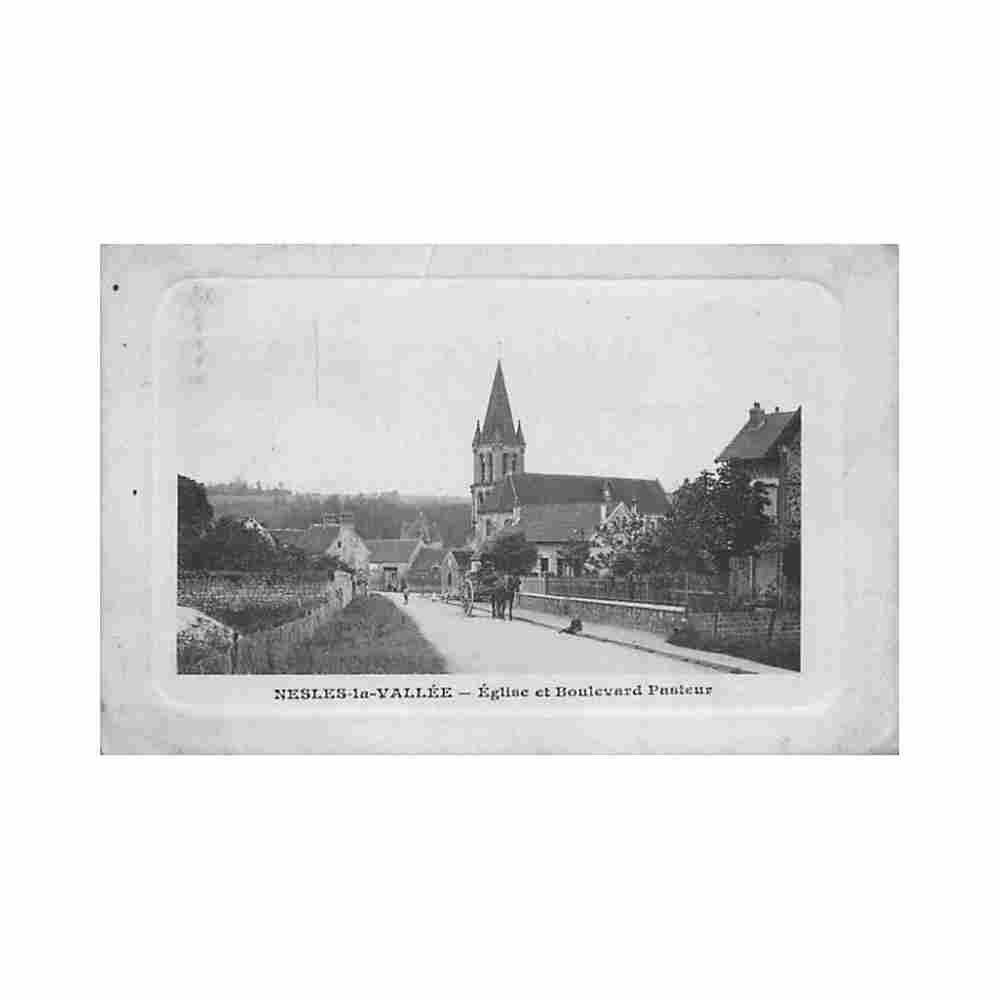 france nesles la vallee 95 eglise et boulevard pasteur ed f mazet Vintage A4 Photo Print