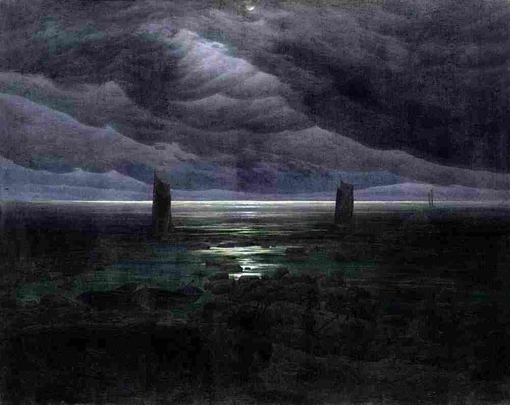 fried Sea Shore in Moonlight Art A4 Photo Print
