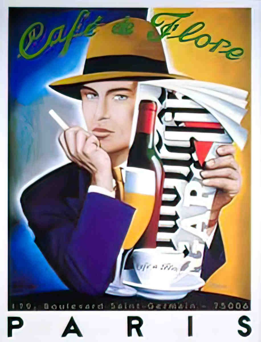 frontCafeFlore Advert A4 Photo Print