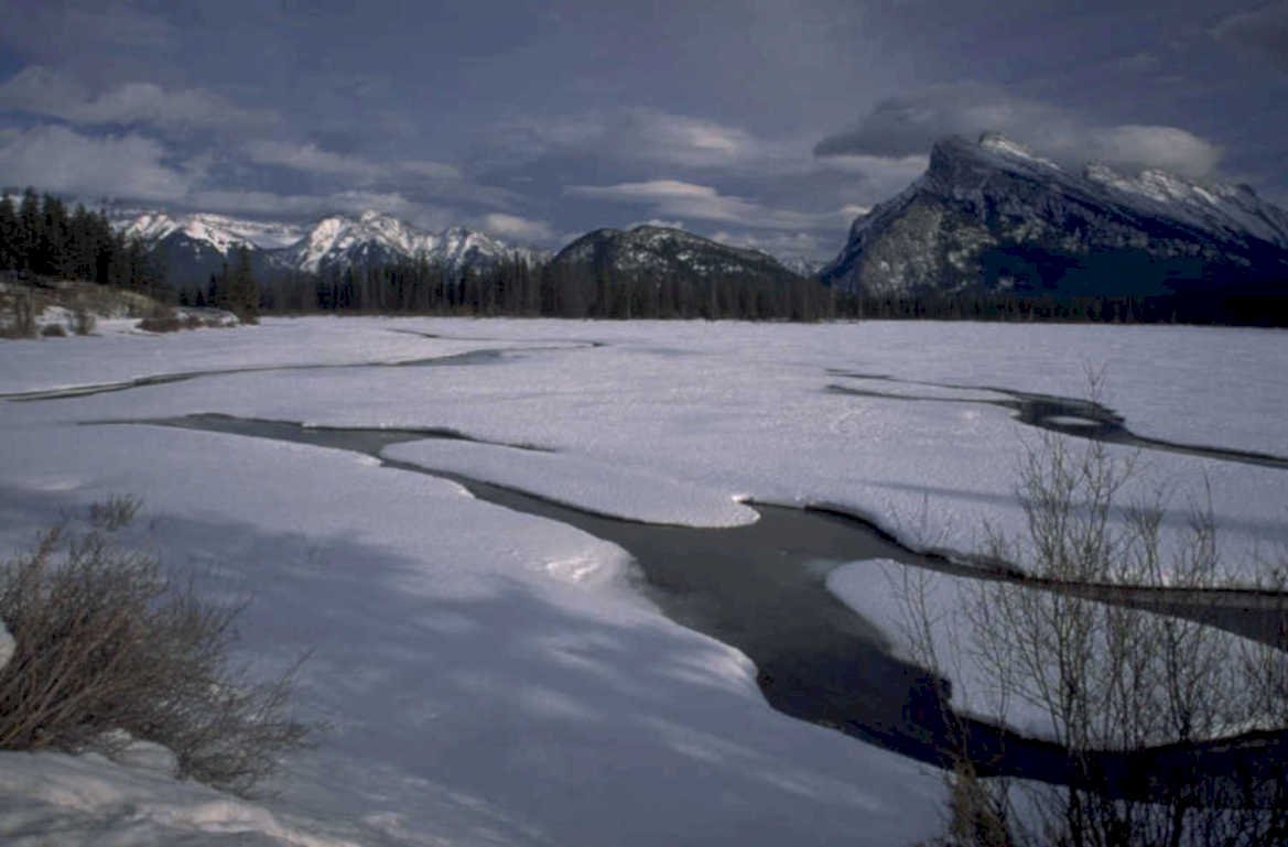 frozen river banff 1980s 1990s A4 Photo Print