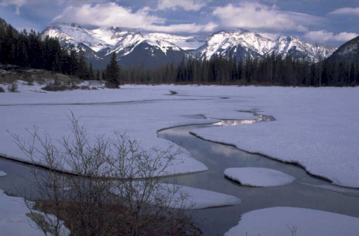 frozen river mountains 1980s 1990s A4 Photo Print