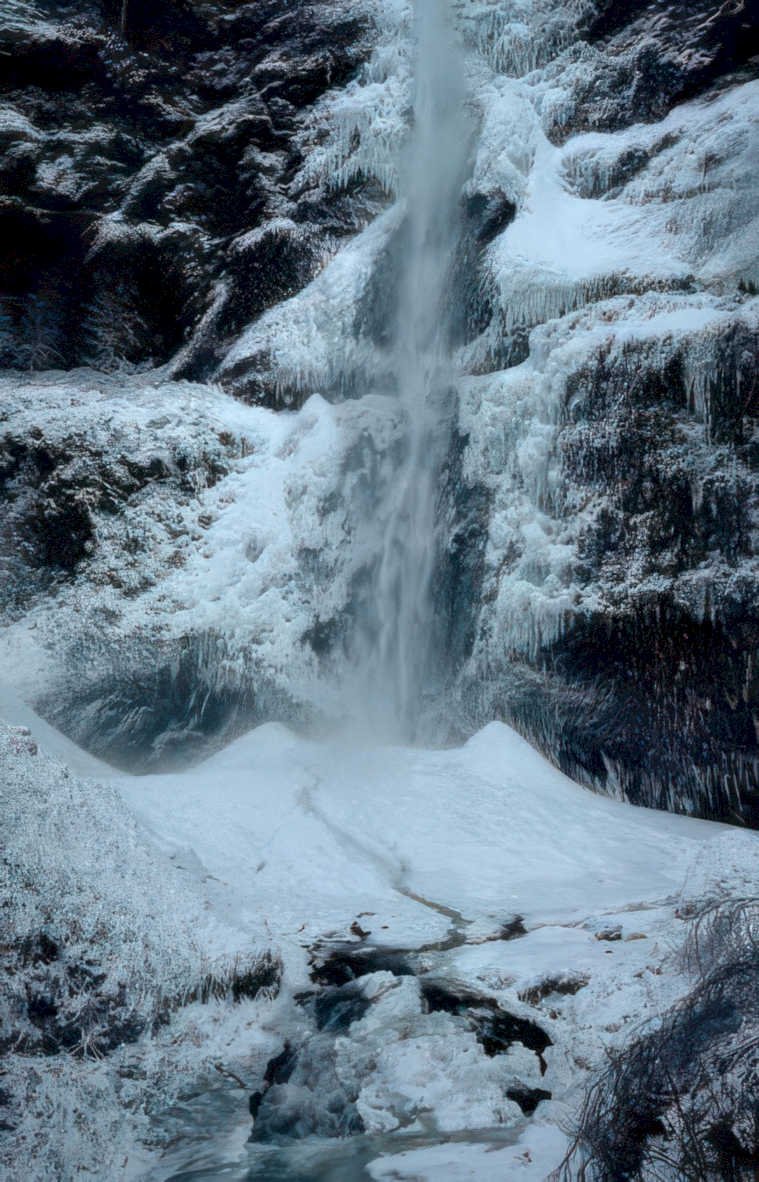 frozen waterfall snoqualmie Vintage A4 Photo Print