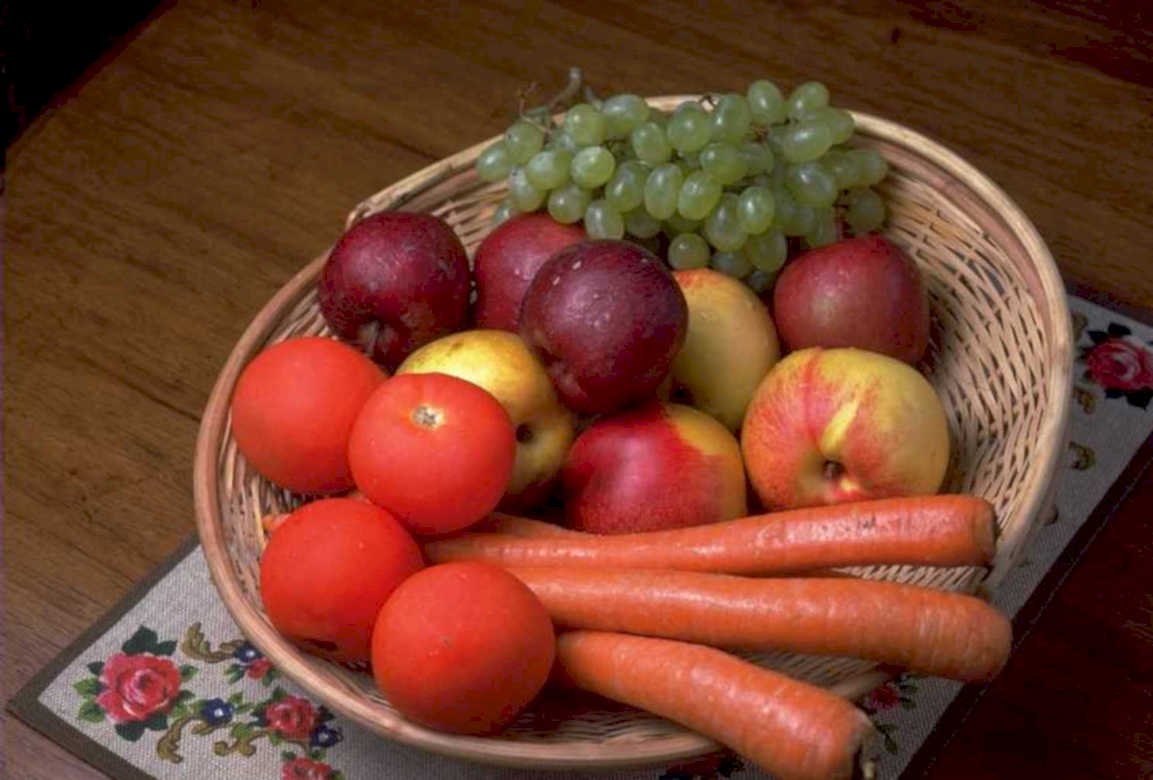 fruits vegetables table 1980s 1990s A4 Photo Print