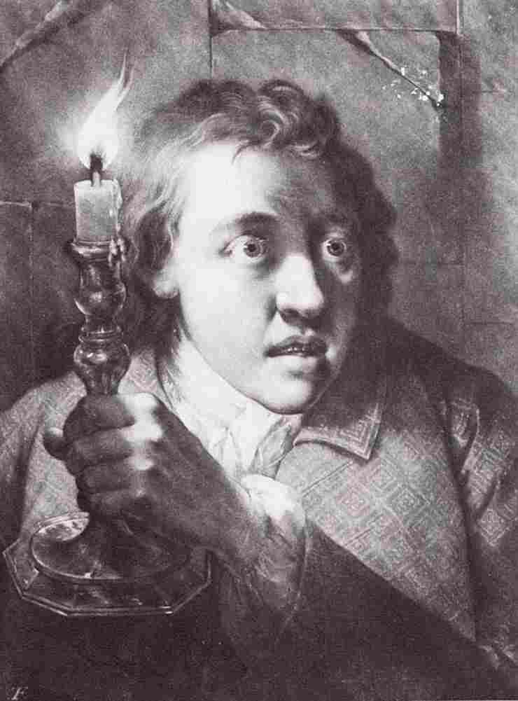 fry Boy with a Candlle Mezzotint Art A4 Photo Print