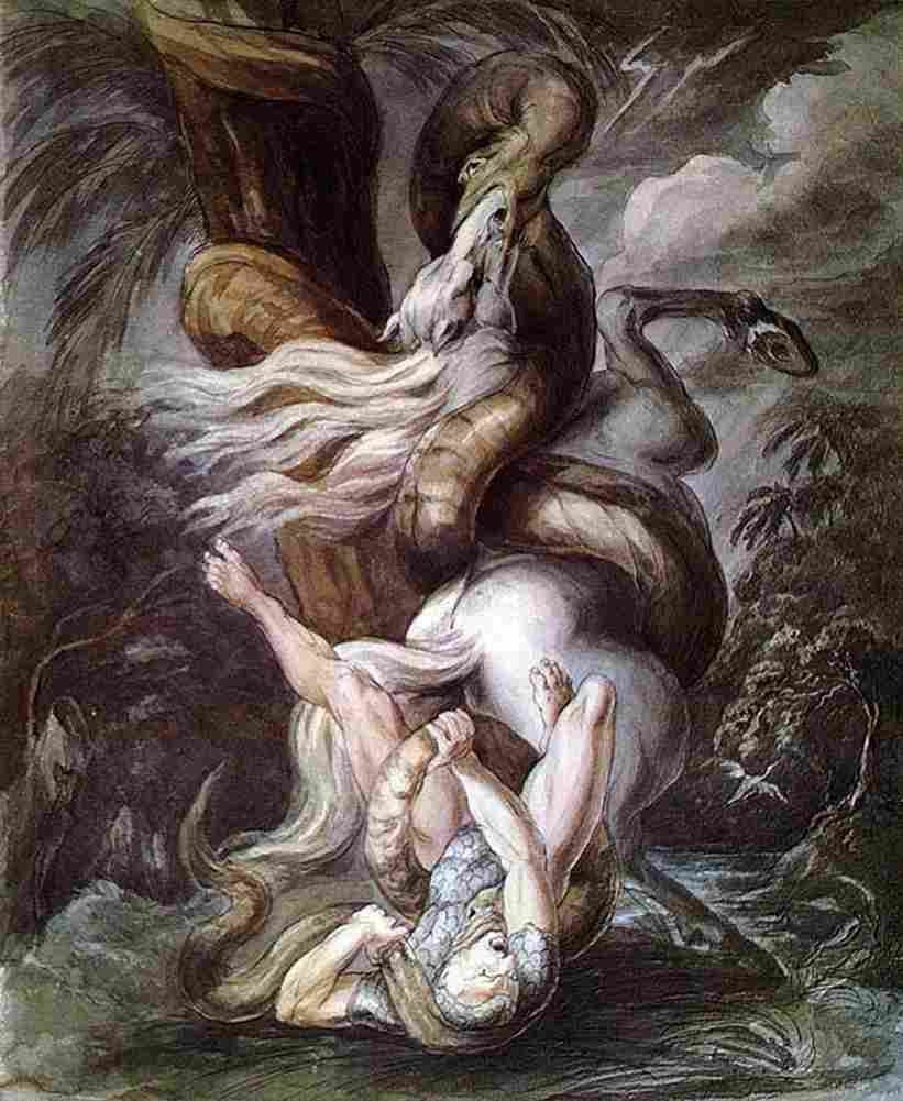 fus Horseman Attacked by a Giant Snake Art A4 Photo Print