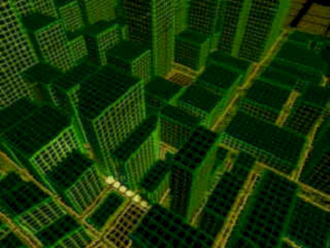 futuristic cityscape grid1980s 1990s A4 Photo Print