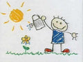 gardening boy flower1980s 1990s A4 Photo Print