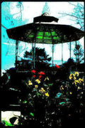 gazebo garden autumn Vintage A4 Photo Print