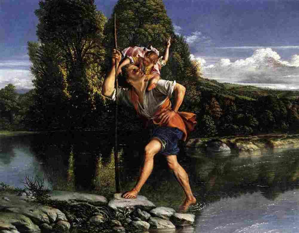 gentileschi orazio landscape with saint christopher Art A4 Photo Print