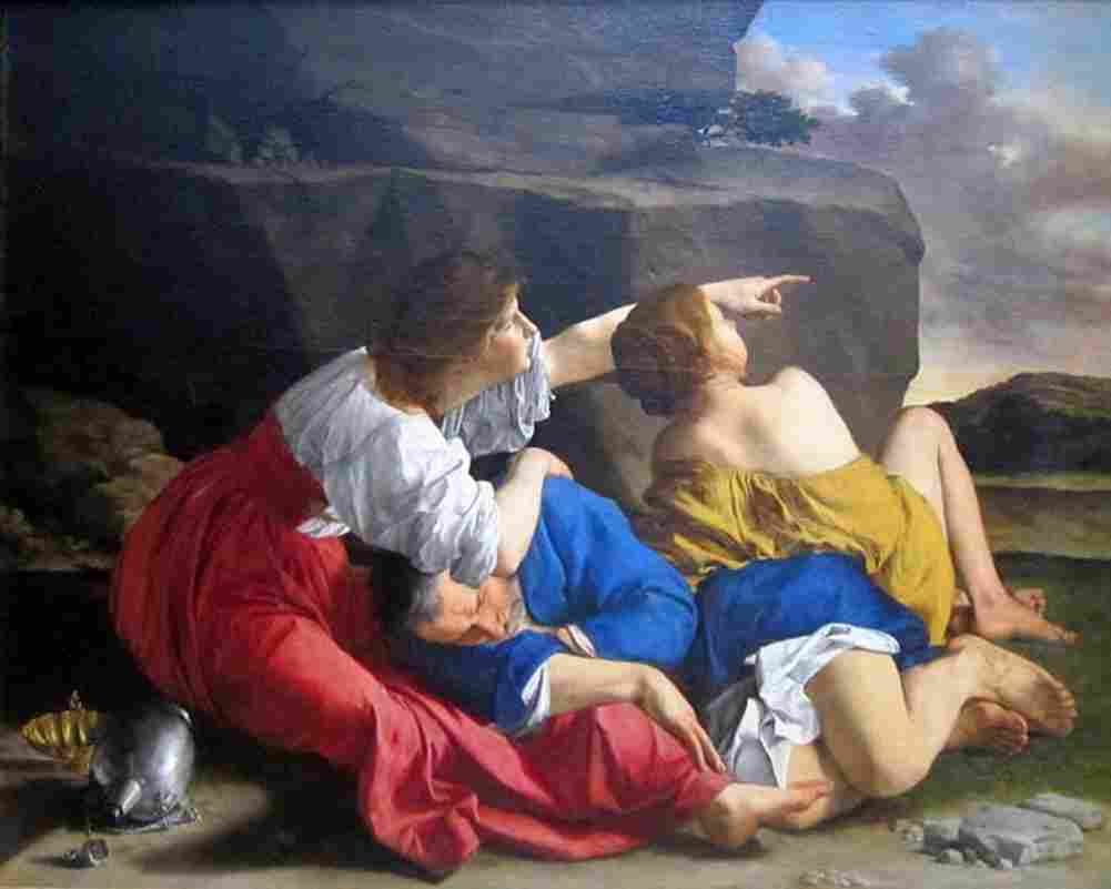 gentileschi orazio lot and his daughters Art A4 Photo Print