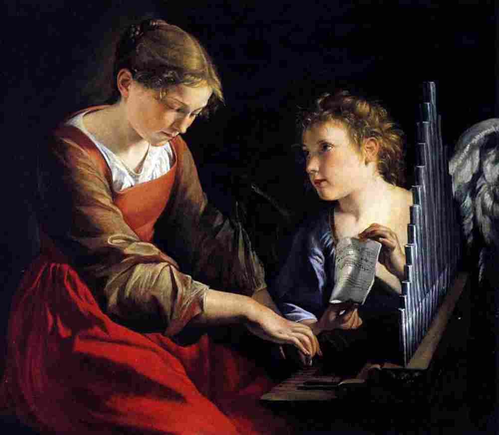 gentileschi orazio saint cecile with the angel Art A4 Photo Print