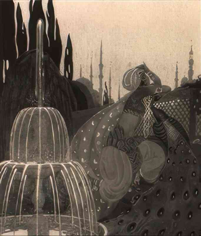 gerda wegener a harem beauty seated by a fountain at night Art A4 Photo Print