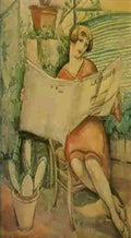 gerda wegener a lady reading the paper Art A4 Photo Print