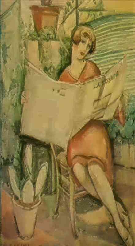 gerda wegener a lady reading the paper Art A4 Photo Print