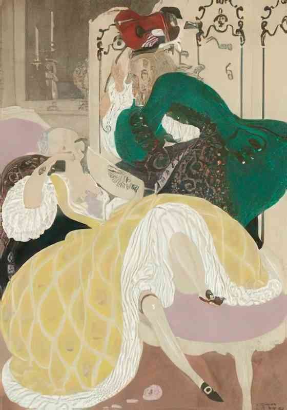gerda wegener an elegant couple in a rococo interior Art A4 Photo Print