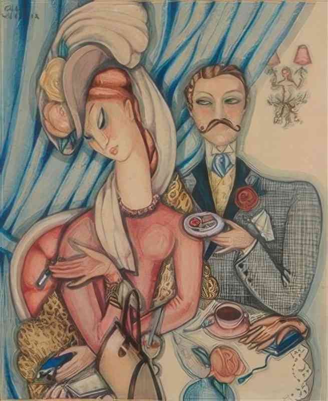 gerda wegener couple au cafe Art A4 Photo Print UK