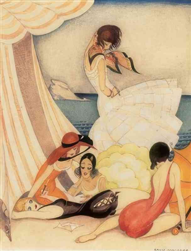 gerda wegener fem badepiger pa stranden Art A4 Photo Print