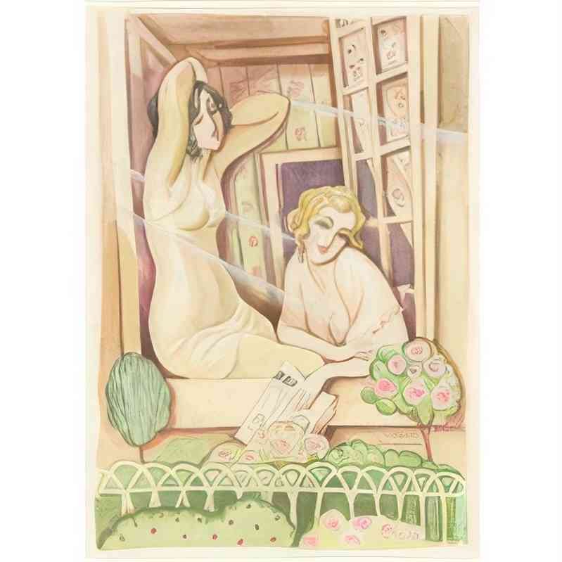 gerda wegener gerda wegener two women in a window. Art A4 Photo Print